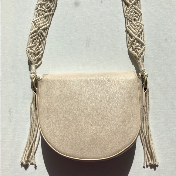 Saddle Bag with Macrame Strap - Ivory - Picture 4 of 5
